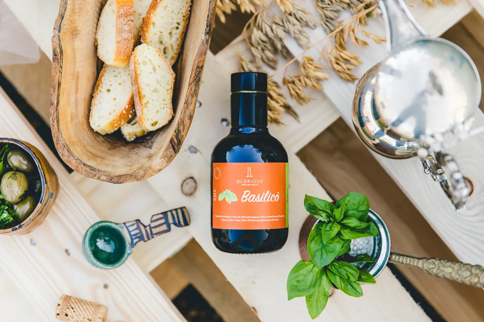 250ml Olio di Oliva Extra Vergine Biologico mit Bio-Basilikum-Extrakt, vegan
