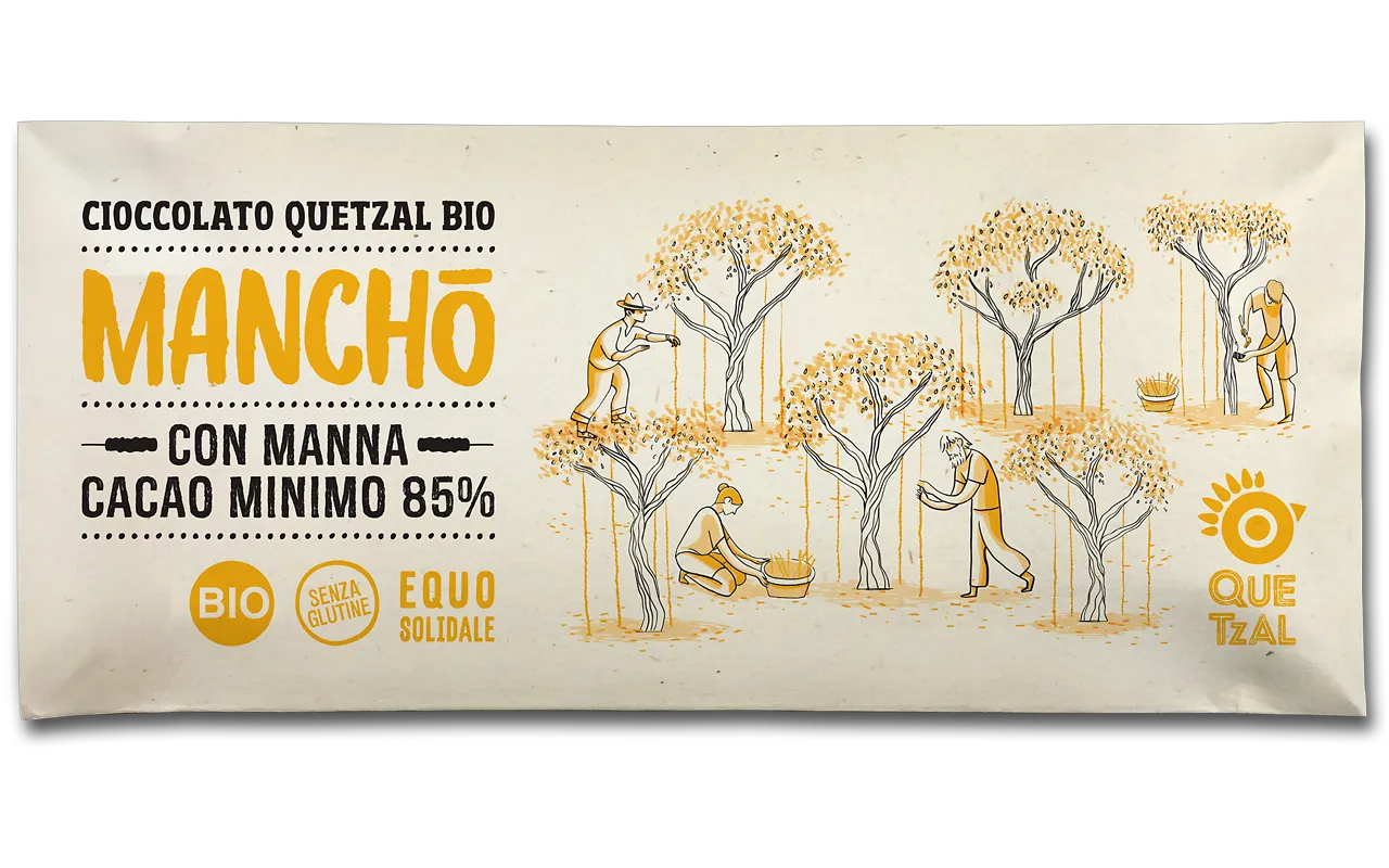 Bio-Schokolade aus Modica ohne Zucker, mit Bio-Manna gesüßt, vegan, 60g