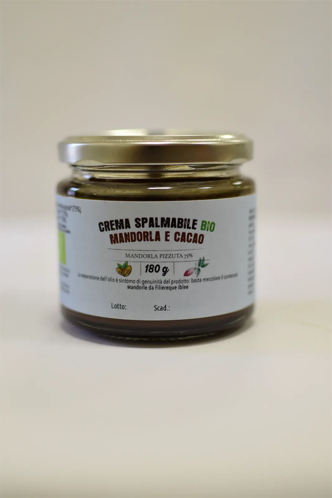 Sizilianische Bio-Mandelcreme aus Modica, Bio-Rohrzucker & Bio-Kakao, vegan