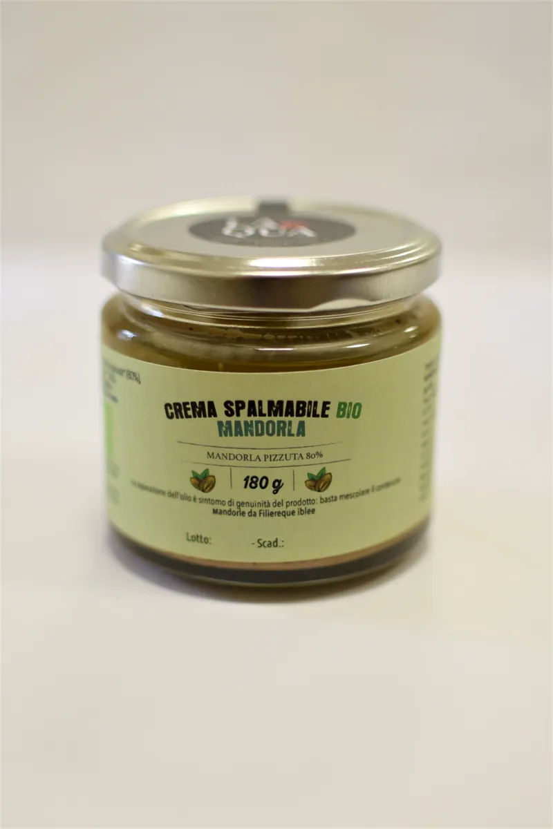 Sizilianische Bio-Mandelcreme der alten Sorte "Pizzuta" aus Modica mit Bio-Rohrzucker, vegan