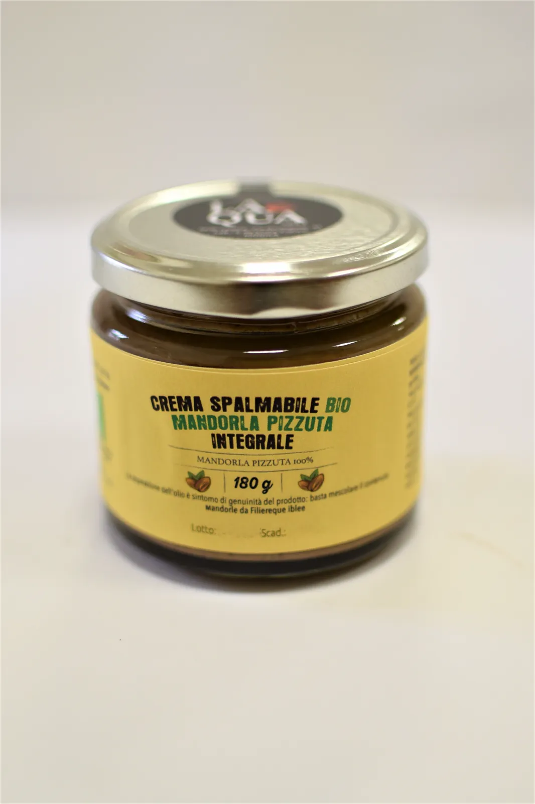 Sizilianische Bio-Mandelcreme pur, Bio-Mandeln der alten Sorte "Pizzuta" aus Modica, vegan