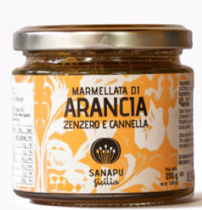 Original sizilianische Marmellata di Arancia, Zenzero e Cannella: Orange, Ingwer & Zimt, 200g, vegan, Copyright: Sanapu Sicilia; 